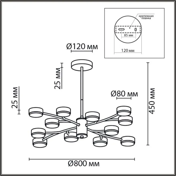8117/12 LN Люстра GX53 12*7Вт 220В IP20 COMFI | Дом Декора
