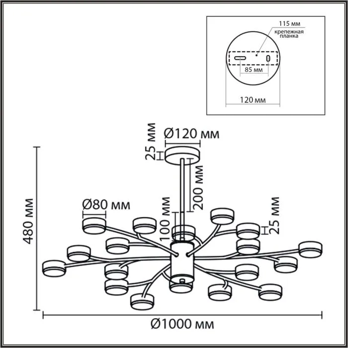 8265/18 LN Люстра GX53 LED 18*7Вт 220В IP20 COMFI | Дом Декора