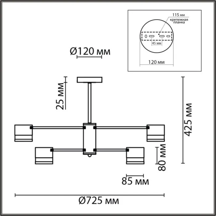 8240/6C LN Люстра GX53 6*7Вт 220В IP20 COMFI | Дом Декора