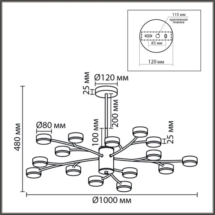 8265/15 LN Люстра GX53 LED 15*7Вт 220В IP20 COMFI | Дом Декора