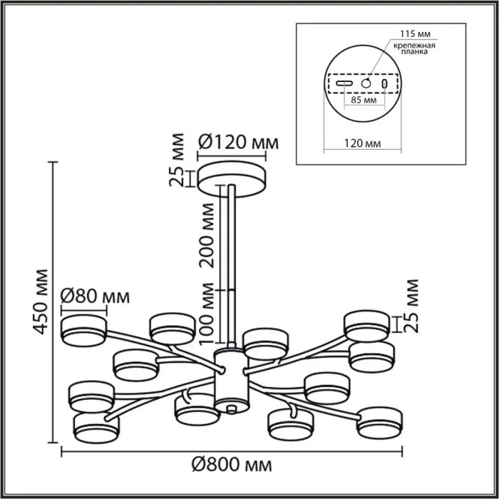 8265/12 LN Люстра GX53 LED 12*7Вт 220В IP20 COMFI | Дом Декора